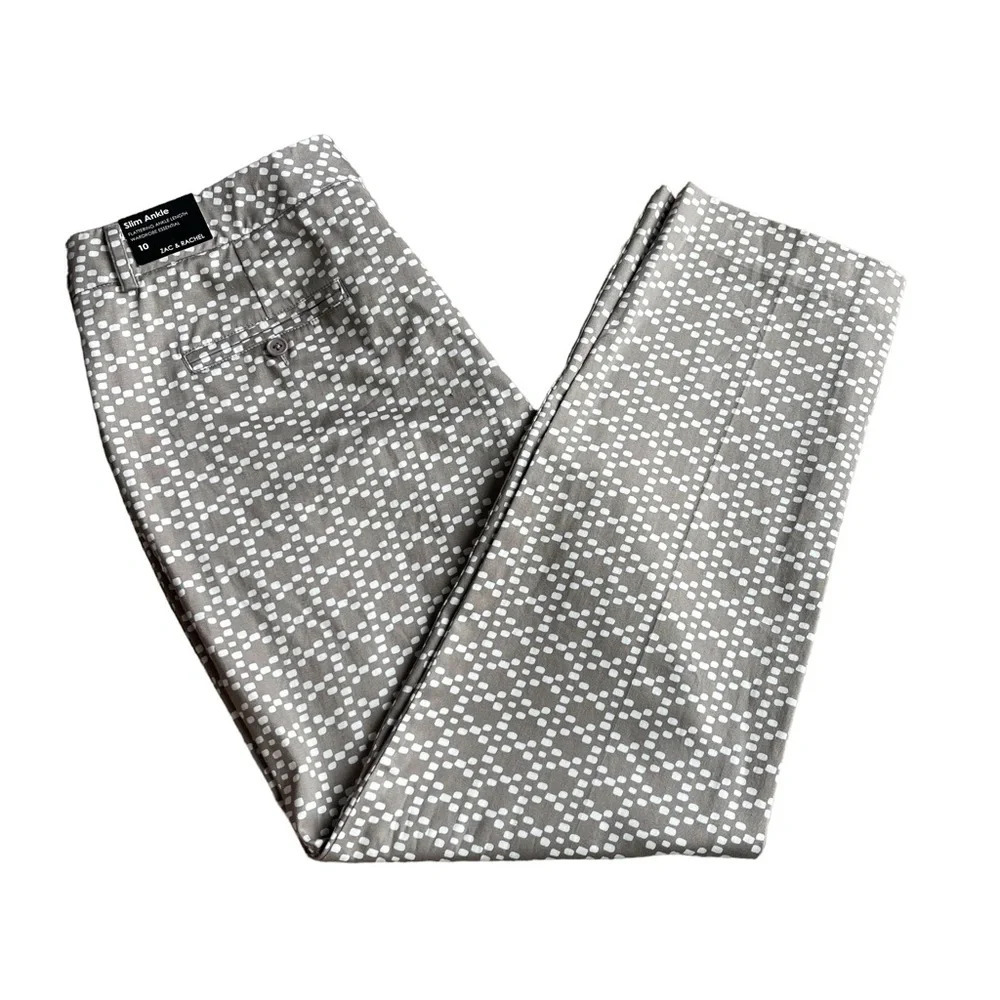 Zac & Rachel Slim Ankle crop Pant Women’s Trouser Pants size 10 geometric print